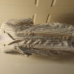 Everlane linen shirt dress Struped Shortsleeves Lagenlook Size XL